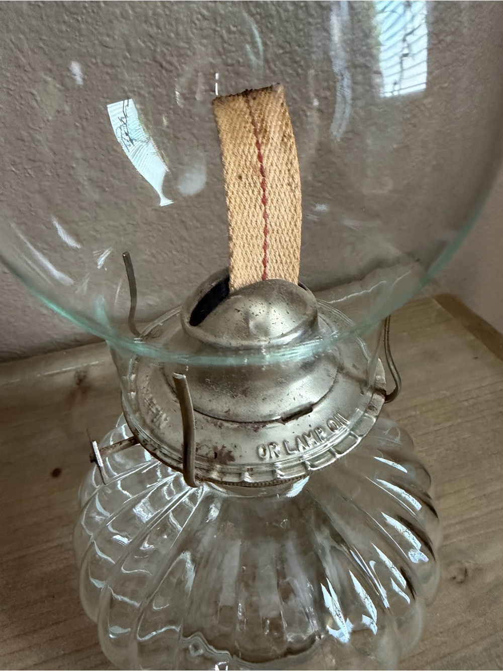Clear Glass Oil Lamp with Ribbed Base - Picture 2 of 5